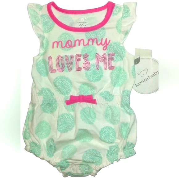 ☆NWT☆Sweet Newborn Girl "Mommy Loves me" Ruffle sleeve bubble Romper☆0-3mo. - Picture 1 of 7